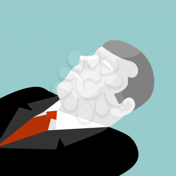 Deceased isolated. Illustration of dead man in suit. Dead businessman. Funeral