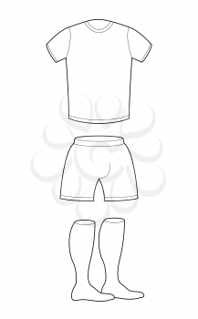 T-shirt, shorts and socks template for design. Sample for sports clothing soccer. Football shape blank curve
