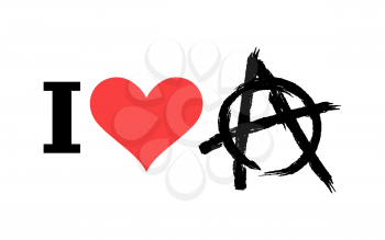 I love anarchy. Symbol of disorder and chaos. Emblem of arbitrariness and lack of state power. Antisocial logo for hooligans and punks
