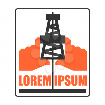 Oil production logo. petroleum industry sign. Logo for petrol processing. naphthal rig workers and human hands
