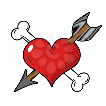 Heart and arrow symbol of love. Bone and heart symbol of death. Logo for tattoos. Eternal love. Symbol of unending love for Valentines day.
