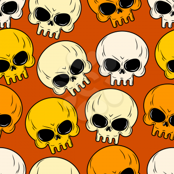 Skull seamless pattern. Texture of head skeleton. Background for Halloween. Cute skull in gentle tones.
