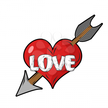 Red heart and arrow of Cupid. Emblem for everlasting love. Sign of love. Logo for Valentines day.
