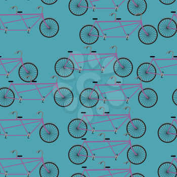 Bike seamless pattern. bicycle Tandem texture. Ornament of wheeled vehicle. Ornament for baby cloth