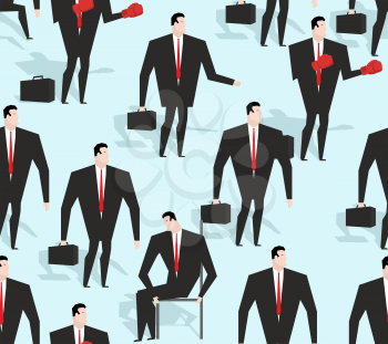 Manager seamless pattern. Business varied in different situations texture. Ornament of men in costume. Red tie and business suit rigorous
