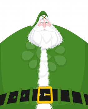 Santa Claus Ireland -  Daidi na Nollag Irish language. Christmas old man in green clothes. Sprig of mistletoe on cap. Great Irish Santa (Daddy of Christmas). Traditional New Year grandfather
