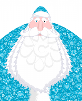 Russian Santa Claus Father Frost. Ded moroz- Santa of Russia. Christmas old man in national blue suit. New Year fairy tale character. Xmas template
