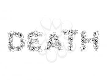 Death typography. Letters from bones. Anatomy lettering. Skull and spine. jaw and pelvis