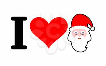 I love Santa. Heart and face of Claus. I Like Christmas and New Year

