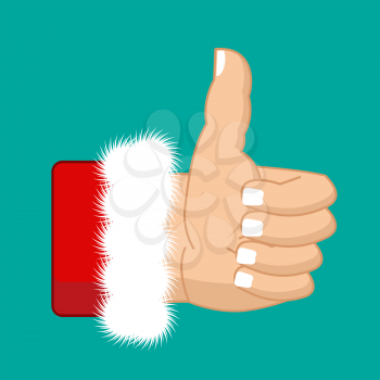 Christmas Like Santa Claus. Thumb up. Symbol all right. success gesture.  