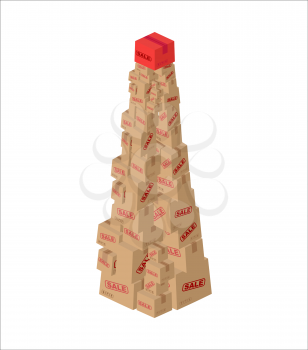 Christmas sale box. fir-tree of gifts. New Year discount. Holiday xmas sales. present pile