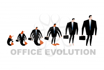 Office Evolution. Office plankton turns into boss. Shrimp in human development. From manager to Director. Marine crustaceans in business suit. Business illustration