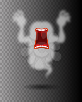 Scary ghost. Phasing transparent monster with an open mouth. hungry spook. Horrible ghost frightening screams. Wild howl