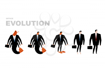 Office Evolution. Office plankton turns into boss. Shrimp in human development. From manager to Director. Marine crustaceans in business suit. Business illustration