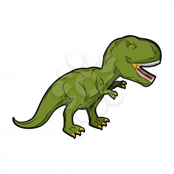 Dinosaur Tyrannosaurus Rex. Prehistoric reptile. Ancient predator. Animal Jurassic with big teeth. Aggressive beast. Terrible, angry lizard Polynesian era. green gigantic monster