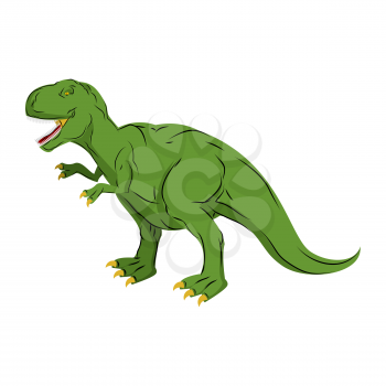 Green giant Dinosaur Tyrannosaurus Rex. Prehistoric reptile. Ancient predator. Animal Jurassic with big teeth. Aggressive beast. Terrible, angry lizard Polynesian era. Dino isolated