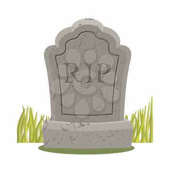 Grave isolated. Old gravestone with cracks. tombstone on white background. ancient RIP. Granite plate with cracks
