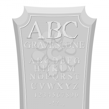 Gravestone ABC. font for tombstone. Alphabet for RIP. Set of letters carved in stone
