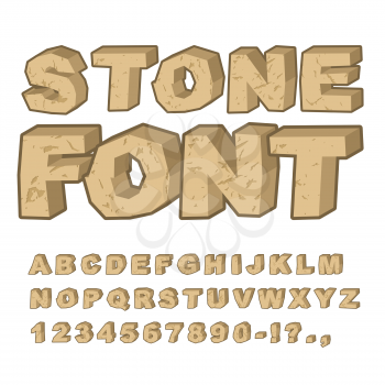 Stone font. Set of letters from stones. Alphabet and rocks. stony Alphabet with cracks
