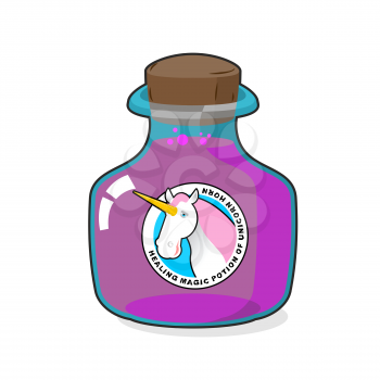 Magical potion from horn of unicorn. Magic drink. Fantastic very rare drink. alchemy jar witchcraft
