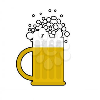 Mug of beer on white background. Large cup for alcoholic beverage with foam
