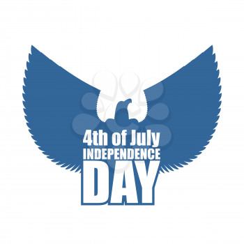 Independence Day of America emblem. Silhouette of eagle with outstretched wings. July 4 USA national holiday. Logo for patriotic holiday
