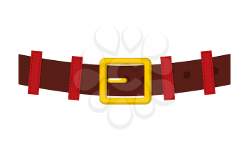 Belt Santa Claus isolated. strap with gold buckle for Christmas grandfather. Accessory new year clothes
