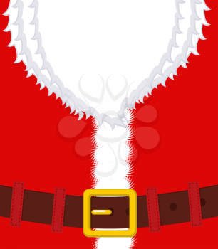 Santa Claus belly. Beard and Belt. Red Christmas clothes. Xmas template design. New Year illustration
 