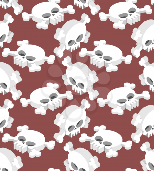 Isometric Skull seamless pattern. Head skeletal pattern. Crossbones texture. remains background
