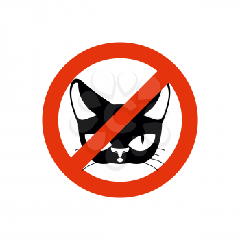 Stop cat. Pet forbidden. Frozen silhouette cat head. Emblem against home beast. Red forbidding character. Ban cat
