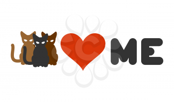 Cats love me. Heart and pets. Logo for cats owner and animal lovers
