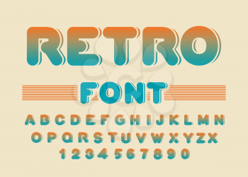 Retro font. Vintage rounded alphabet. Disco alphabet. Letters from 80s. Hipster lettring. Old typography
