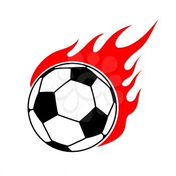Fire soccer ball. Flame football. Emblem game sport team
