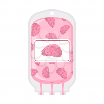 Donation of brain bag on white background. Transfusion of intellect. Education illustration
