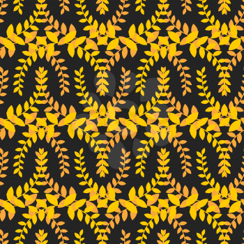 Olive branch seamless pattern. Golden floral wreath ornament