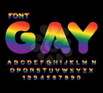 Gay font. Rainbow letters. LGBT alphabet abc