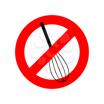 Stop Corolla kitchen utensils. Do not beat. Red prohibition sign. Ban mix