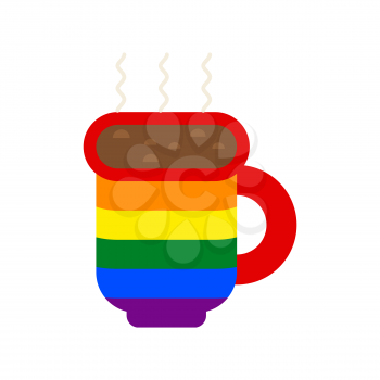 LGBT coffee house sign. Coffee cup gay flag