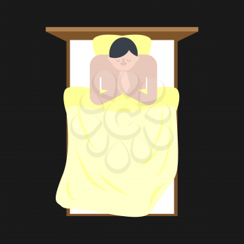 Pray before sleep. Man is praying in bed