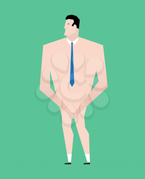 Naked businessman with tie. Business bankrupt isolated. Bankruptcy illustration
