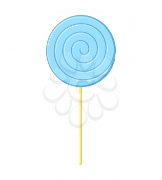 Lollipop blue on stick isolated. Candy on white background. Sweetness
