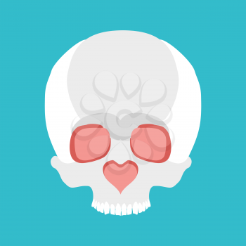 Skull love. Nose heart. Valentines Day illustration