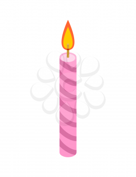 Candle pink for birthday cake. Accessory holiday pie