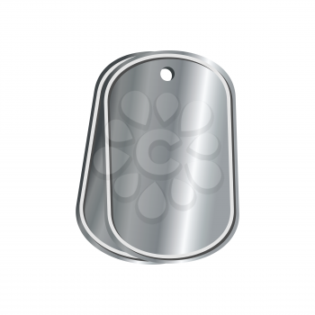 dog tags military isolated. death medallion. Soldiers badge isolated. Iron War medal on white background
