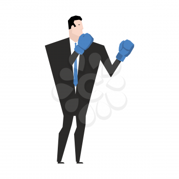 Business fight. Businessman with boxing gloves. Office fighting
