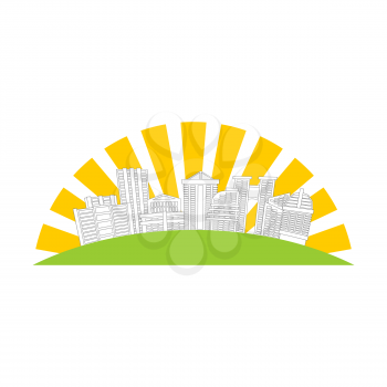 City logo. New house emblem. building and sun. Sign for construction Corporation
