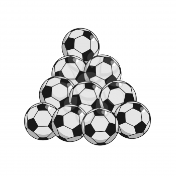 Pile Soccer ball isolated. Lot of Football balls for games
