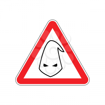 Attention nationalism. Danger of racism red road sign. Ku Klux Klan Caution!
