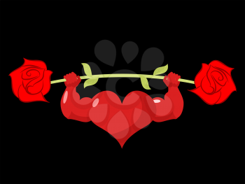 Heart strong. love powerful. Sport barbell rose flower
