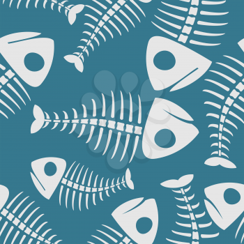 Fish bones seamless pattern. fishy Skeleton background
